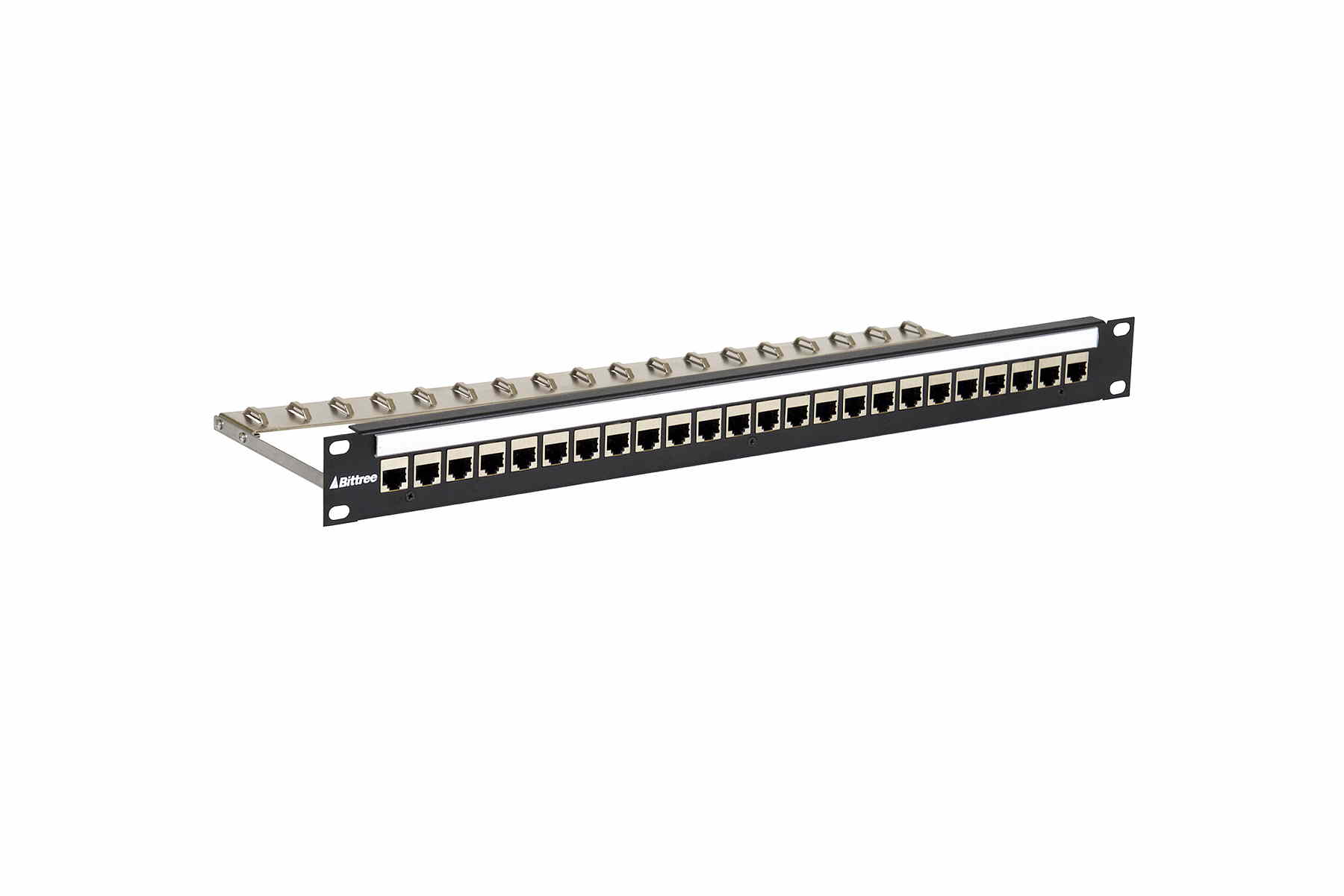Bittree DSKP124B-C6FS 1RU 1x24 Cat 6 Shielded Modular Keystone Panel-001