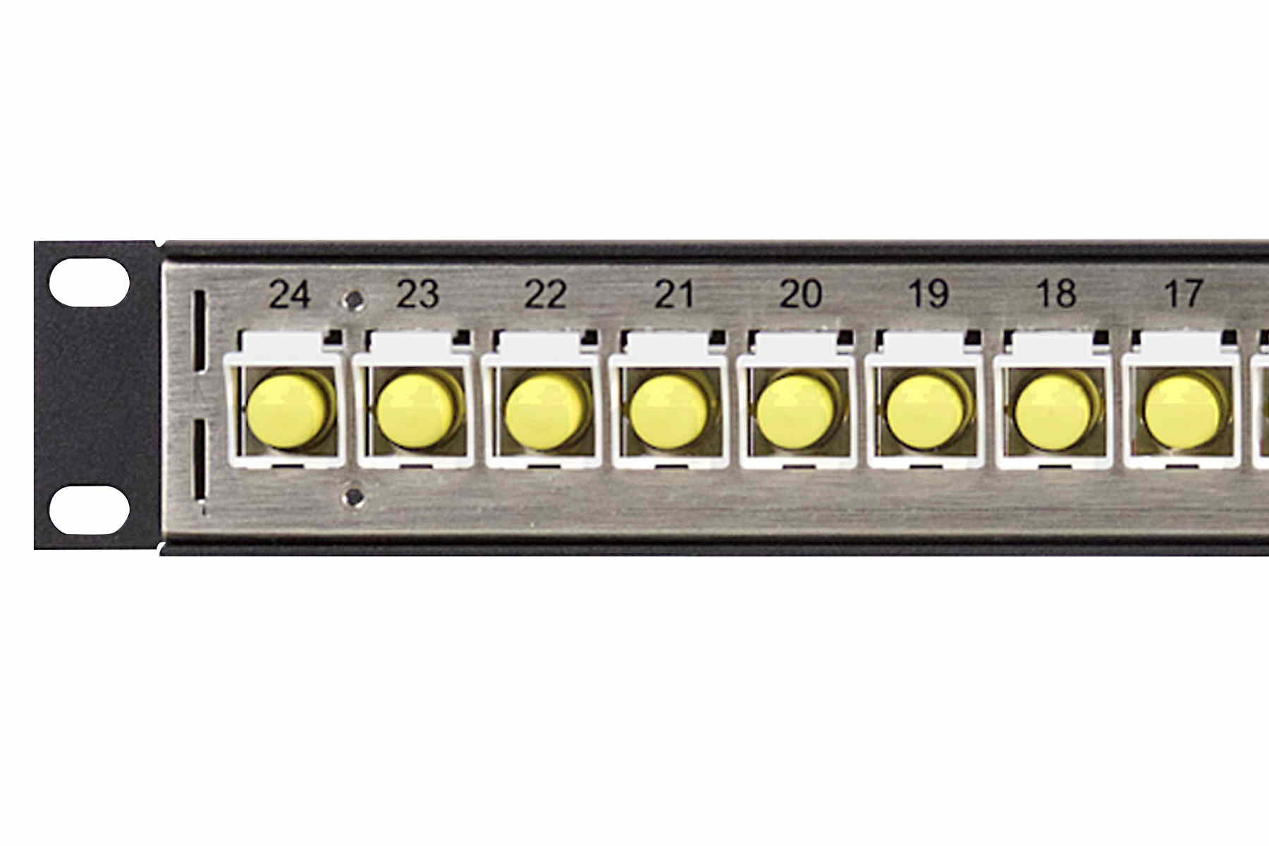 DSKP124B-ST 1RU 1x24 ST to ST Simplex Fiber Modular Keystone Panel-035  DSKP124B-ST 1RU 1x24 ST to ST Simplex Fiber Modular Keystone Panel-035